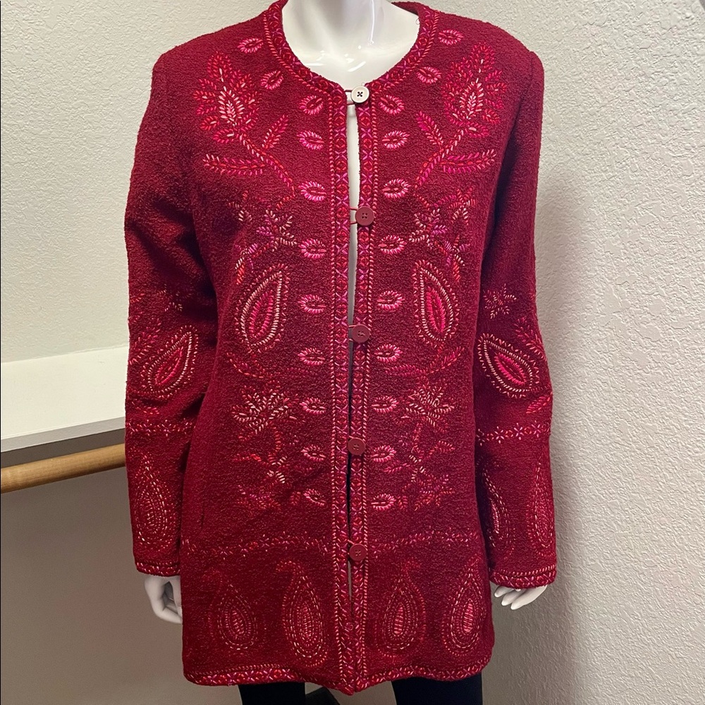 Linea by Louis Dell'Olio Embroidered Wool Blend Jacket Sz L